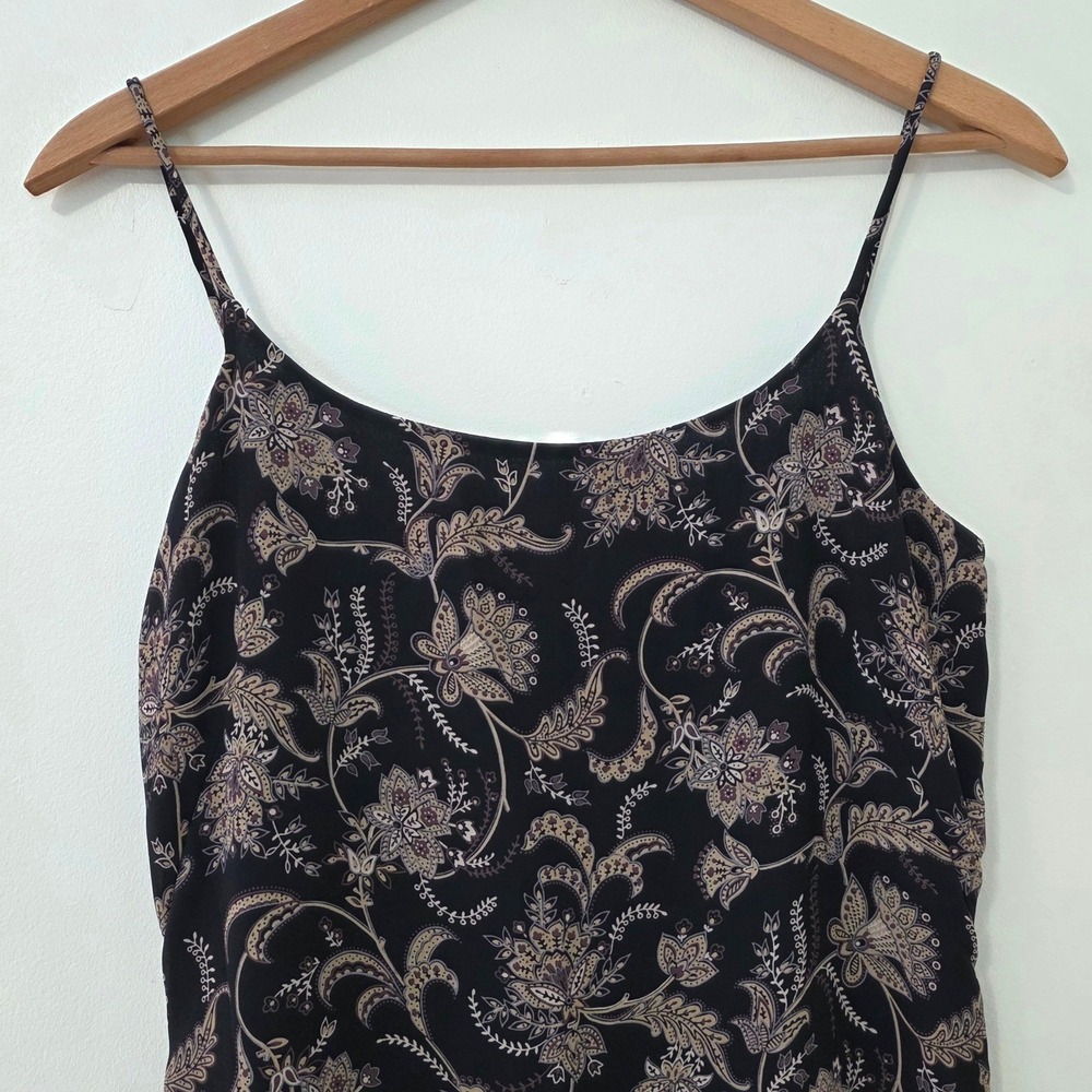 Vintage Y2K Old Navy Dark Floral Slip Dress Sz 10 Black Sheer Alt Grunge Goth